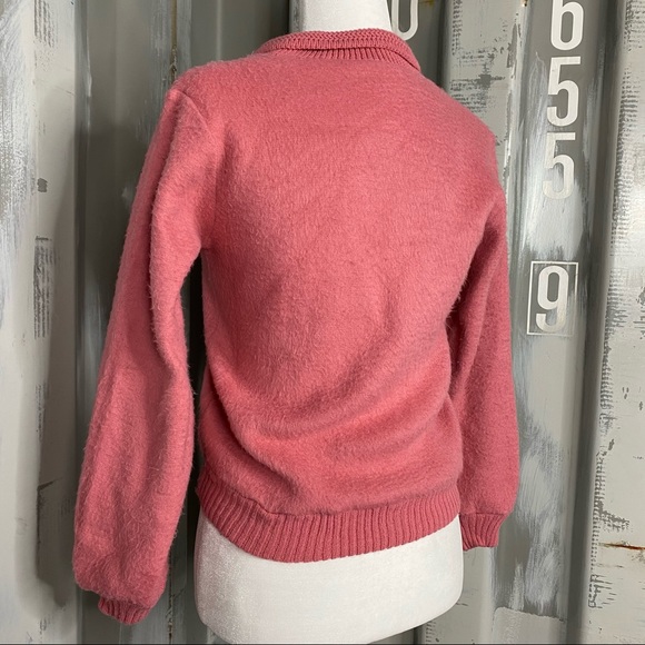 Vintage Wool Bright Pink Ribbon Tie Sweater S - Picture 10 of 10